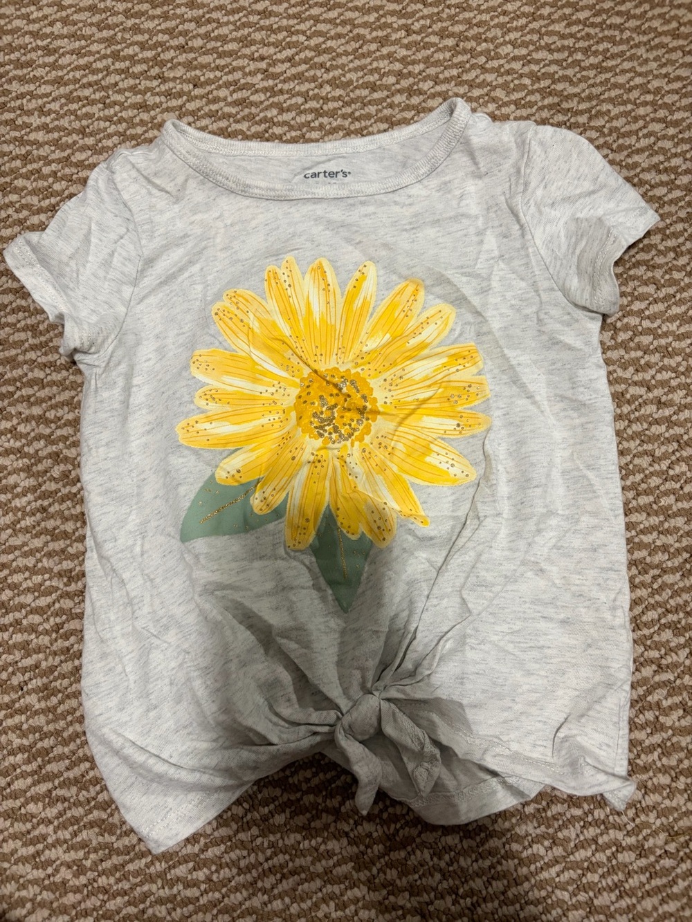 Carter's Gray Tee with Bright Yellow Sunflower